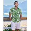imageCOOFANDY Mens Hawaiian Shirt Short Sleeve Casual Button Down Tropical Summer Beach Aloha ShirtsGreenwhite Flowers