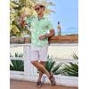 imageCOOFANDY Mens Hawaiian Shirt Short Sleeve Casual Button Down Tropical Summer Beach Aloha ShirtsGreenwhite Leaves