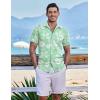 imageCOOFANDY Mens Hawaiian Shirt Short Sleeve Casual Button Down Tropical Summer Beach Aloha ShirtsGreenwhite Leaves