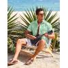 imageCOOFANDY Mens Hawaiian Shirt Short Sleeve Casual Button Down Tropical Summer Beach Aloha ShirtsGreenwhite Leaves