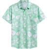 imageCOOFANDY Mens Hawaiian Shirt Short Sleeve Casual Button Down Tropical Summer Beach Aloha ShirtsGreenwhite Leaves
