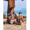 imageCOOFANDY Mens Hawaiian Shirt Short Sleeve Casual Button Down Tropical Summer Beach Aloha ShirtsNavycoconut Tree