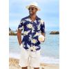 imageCOOFANDY Mens Hawaiian Shirt Short Sleeve Casual Button Down Tropical Summer Beach Aloha ShirtsNavyorange Flowers
