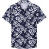 imageCOOFANDY Mens Hawaiian Shirt Short Sleeve Casual Button Down Tropical Summer Beach Aloha ShirtsNavywhite Flowers