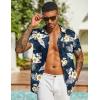 imageCOOFANDY Mens Hawaiian Shirt Short Sleeve Casual Button Down Tropical Summer Beach Aloha ShirtsNavyyellow Flowers