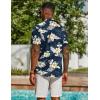 imageCOOFANDY Mens Hawaiian Shirt Short Sleeve Casual Button Down Tropical Summer Beach Aloha ShirtsNavyyellow Flowers