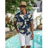 imageCOOFANDY Mens Hawaiian Shirt Short Sleeve Casual Button Down Tropical Summer Beach Aloha ShirtsNavyyellow Flowers
