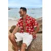 imageCOOFANDY Mens Hawaiian Shirt Short Sleeve Casual Button Down Tropical Summer Beach Aloha ShirtsRedwhite Flowers