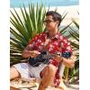 imageCOOFANDY Mens Hawaiian Shirt Short Sleeve Casual Button Down Tropical Summer Beach Aloha ShirtsRedwhite Flowers