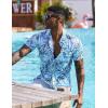 imageCOOFANDY Mens Hawaiian Shirt Short Sleeve Casual Button Down Tropical Summer Beach Aloha ShirtsWhiteblue Leaves