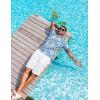 imageCOOFANDY Mens Hawaiian Shirt Short Sleeve Casual Button Down Tropical Summer Beach Aloha ShirtsWhiteblue Leaves