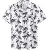imageCOOFANDY Mens Hawaiian Shirt Short Sleeve Casual Button Down Tropical Summer Beach Aloha ShirtsWhitecoconut Tree