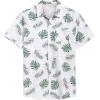 imageCOOFANDY Mens Hawaiian Shirt Short Sleeve Casual Button Down Tropical Summer Beach Aloha ShirtsWhitegreen Leaves