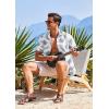 imageCOOFANDY Mens Hawaiian Shirt Short Sleeve Casual Button Down Tropical Summer Beach Aloha ShirtsWhitegreen Leaves
