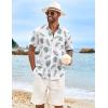 imageCOOFANDY Mens Hawaiian Shirt Short Sleeve Casual Button Down Tropical Summer Beach Aloha ShirtsWhitegreen Leaves