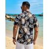 imageCOOFANDY Mens Hawaiian Shirt Short Sleeve Floral Button Down Shirts Tropical Vacation Beach Shirts with PocketBlack  Palm Leaf