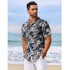 imageCOOFANDY Mens Hawaiian Shirt Short Sleeve Floral Button Down Shirts Tropical Vacation Beach Shirts with PocketBlack  White Flower