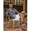 imageCOOFANDY Mens Hawaiian Shirt Short Sleeve Floral Button Down Shirts Tropical Vacation Beach Shirts with PocketBlack  White Flower