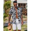 imageCOOFANDY Mens Hawaiian Shirt Short Sleeve Floral Button Down Shirts Tropical Vacation Beach Shirts with PocketBlack  White Flower