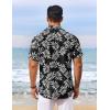 imageCOOFANDY Mens Hawaiian Shirt Short Sleeve Floral Button Down Shirts Tropical Vacation Beach Shirts with PocketBlack  White Leaf