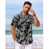 imageCOOFANDY Mens Hawaiian Shirt Short Sleeve Floral Button Down Shirts Tropical Vacation Beach Shirts with PocketBlack  White Leaf