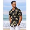 imageCOOFANDY Mens Hawaiian Shirt Short Sleeve Floral Button Down Shirts Tropical Vacation Beach Shirts with PocketBlack  Yellow Flower