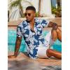imageCOOFANDY Mens Hawaiian Shirt Short Sleeve Floral Button Down Shirts Tropical Vacation Beach Shirts with PocketBlue  White Flower