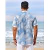 imageCOOFANDY Mens Hawaiian Shirt Short Sleeve Floral Button Down Shirts Tropical Vacation Beach Shirts with PocketBlue  White Leaf