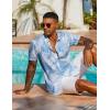 imageCOOFANDY Mens Hawaiian Shirt Short Sleeve Floral Button Down Shirts Tropical Vacation Beach Shirts with PocketBlue  White Leaf