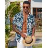 imageCOOFANDY Mens Hawaiian Shirt Short Sleeve Floral Button Down Shirts Tropical Vacation Beach Shirts with PocketDark Green  White Flower