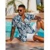 imageCOOFANDY Mens Hawaiian Shirt Short Sleeve Floral Button Down Shirts Tropical Vacation Beach Shirts with PocketDark Green  White Flower