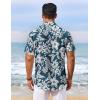imageCOOFANDY Mens Hawaiian Shirt Short Sleeve Floral Button Down Shirts Tropical Vacation Beach Shirts with PocketDark Green  White Flower