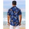 imageCOOFANDY Mens Hawaiian Shirt Short Sleeve Floral Button Down Shirts Tropical Vacation Beach Shirts with PocketDeep Blue  Leaf
