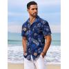 imageCOOFANDY Mens Hawaiian Shirt Short Sleeve Floral Button Down Shirts Tropical Vacation Beach Shirts with PocketDeep Blue  Leaf