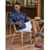 imageCOOFANDY Mens Hawaiian Shirt Short Sleeve Floral Button Down Shirts Tropical Vacation Beach Shirts with PocketDeep Blue  Leaf