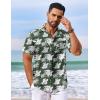 imageCOOFANDY Mens Hawaiian Shirt Short Sleeve Floral Button Down Shirts Tropical Vacation Beach Shirts with PocketGreen  White Flower