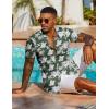 imageCOOFANDY Mens Hawaiian Shirt Short Sleeve Floral Button Down Shirts Tropical Vacation Beach Shirts with PocketGreen  White Flower