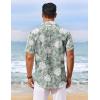 imageCOOFANDY Mens Hawaiian Shirt Short Sleeve Floral Button Down Shirts Tropical Vacation Beach Shirts with PocketLight Green  White Leaf