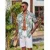 imageCOOFANDY Mens Hawaiian Shirt Short Sleeve Floral Button Down Shirts Tropical Vacation Beach Shirts with PocketLight Green  White Leaf