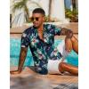 imageCOOFANDY Mens Hawaiian Shirt Short Sleeve Floral Button Down Shirts Tropical Vacation Beach Shirts with PocketNavy  Flamingo