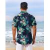 imageCOOFANDY Mens Hawaiian Shirt Short Sleeve Floral Button Down Shirts Tropical Vacation Beach Shirts with PocketNavy  Flamingo