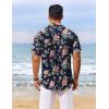 imageCOOFANDY Mens Hawaiian Shirt Short Sleeve Floral Button Down Shirts Tropical Vacation Beach Shirts with PocketNavy  Pink Floral