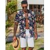 imageCOOFANDY Mens Hawaiian Shirt Short Sleeve Floral Button Down Shirts Tropical Vacation Beach Shirts with PocketNavy  Pink Floral