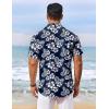 imageCOOFANDY Mens Hawaiian Shirt Short Sleeve Floral Button Down Shirts Tropical Vacation Beach Shirts with PocketNavy  White Flower