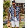 imageCOOFANDY Mens Hawaiian Shirt Short Sleeve Floral Button Down Shirts Tropical Vacation Beach Shirts with PocketNavy  White Flower
