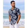 imageCOOFANDY Mens Hawaiian Shirt Short Sleeve Floral Button Down Shirts Tropical Vacation Beach Shirts with PocketNavy  White Flower