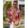imageCOOFANDY Mens Hawaiian Shirt Short Sleeve Floral Button Down Shirts Tropical Vacation Beach Shirts with PocketRed  Tropical Leaf