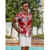 imageCOOFANDY Mens Hawaiian Shirt Short Sleeve Floral Button Down Shirts Tropical Vacation Beach Shirts with PocketRed  Tropical Leaf