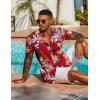 imageCOOFANDY Mens Hawaiian Shirt Short Sleeve Floral Button Down Shirts Tropical Vacation Beach Shirts with PocketRed  Tropical Leaf