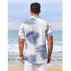 imageCOOFANDY Mens Hawaiian Shirt Short Sleeve Floral Button Down Shirts Tropical Vacation Beach Shirts with PocketWhite  Blue Leaf
